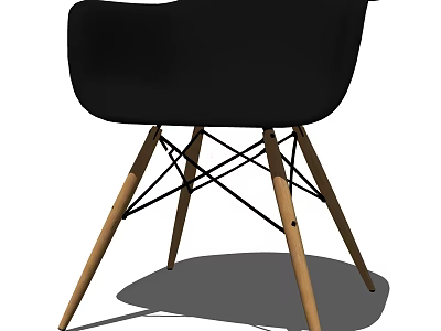 Modern Black Armchair With Crossed Wooden Legs And Comfortable Design 3d model