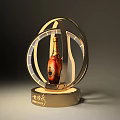 Luxury Wine Bottle Display Stand with Golden Circular Base and Transparent Ring Design