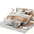 Modern Double Bed Bedroom Interior With Bedside Tables Decorative Pillows And Area Rugs 3d model