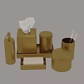 Luxury Golden Bathroom Accessories Set Including Soap Dispenser Tissue Box Holder And Trash Can
