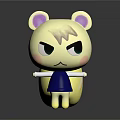 Game and Movie Character White Cartoon With Pink Ears Green Eyes Blue Dress Curly Tail