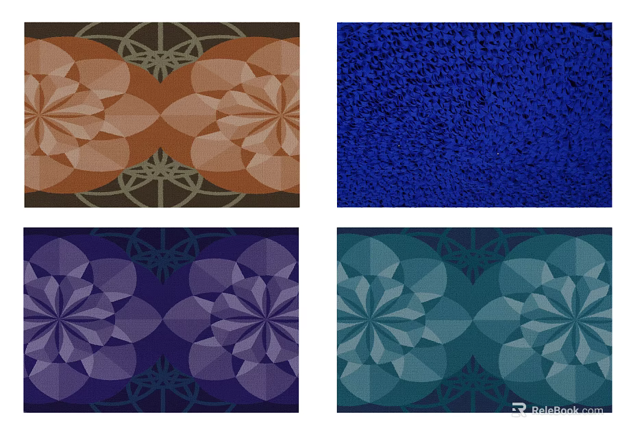 Square Rugs in Multiple Colors with Geometric Patterns and Various Textures 3d model