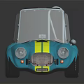 Vintage Blue Convertible Race Car With Yellow Stripes And Number 21