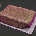 Natural Stone Block Featuring Rustic Brown Green Surface Texture On White Pad 3d model