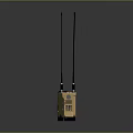 Two Weapon Grade Walkie Talkies With Long Antennas Yellow Brown On Gray Background