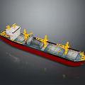 Cargo Ship With Red Hull Gray Deck Yellow Cranes And White Superstructure 3d model