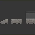 Three Different Shaped Stone Structures With Solid And Transparent Parts On Gray Background