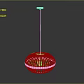 Modern Round Woven Rattan Pendant Light With Black Hanging Rod And Golden Top