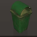 Public Facility Green Trash Bin With Lid For Urban Outdoor Settings