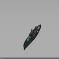 Modern Military Warship As Water Transportation Vehicle With Gray Hull And Turrets