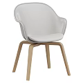 Modern Leisure Chair With Light Gray Upholstered Seat And Wooden Legs Design