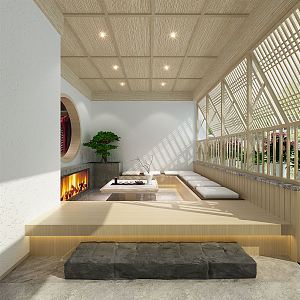 New Chinese Balcony 3d model