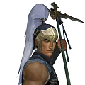 Mythic Game Movie Character With Decorative Battle Axe And Ornate Armor Helmet