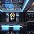 Luxury KTV Room Interior With LED Lights Sofas And Art Decor 3d model