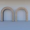 Two Textured Stone Door Arches With Modern Design On Grey Background