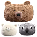 Plush Animal Shaped Bean Bag Chair With Brown Bear White Cat And Gray Koala Designs