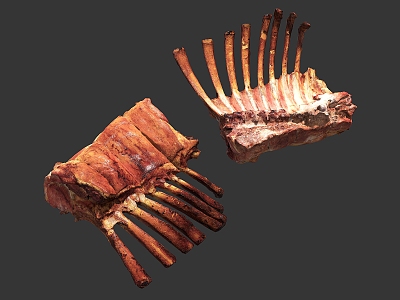 Roast lamb chops and mutton 3d model