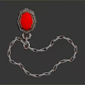 Fashionable Daily Life Accessory Necklace With Red Gemstone Pendant And Silver Chain