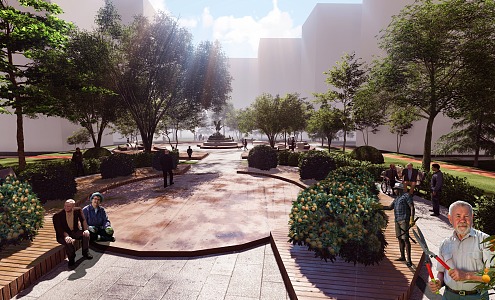 Modern Community Landscape Square 3d model