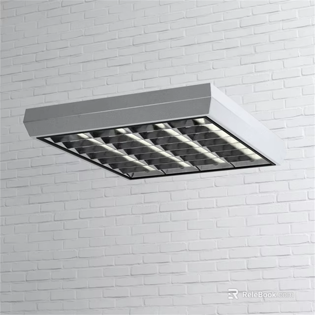 Modern Minimalist Rectangular Chandelier With Long Strip Lights On White Brick Wall 3d model