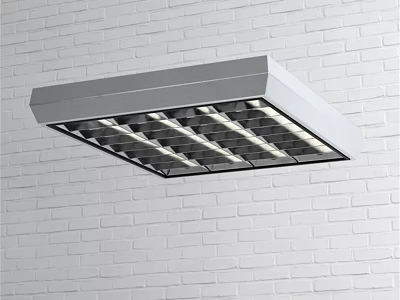 Modern Minimalist Rectangular Chandelier With Long Strip Lights On White Brick Wall 3d model