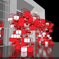 Event Gateway Featuring Red White Cubes Large Windows White Walls And Sleek Black Floor