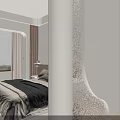 Modern Minimalist Warm Cream Bedroom With Comfortable Sofa And Matching Natural Wood Coffee Table Set