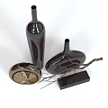 Modern Decorative Ornament Set With Dark Vases Gold Geometric Decor And Branches