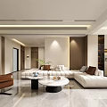 Modern Living Dining Room Interior Design With Sofa Dining Table And Marble Floor 3d model