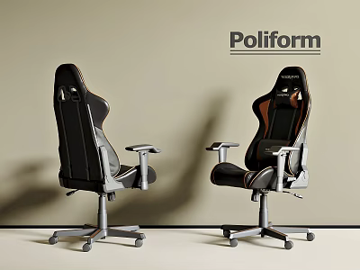 Poliform Modern Office Chairs With Black And Brown Design Armrests Wheels And Stylish Backrests 3d model