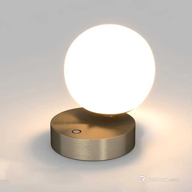 Modern Minimalist Table Lamp With White Spherical Lampshade Metal Base And Soft Illumination 3d model 