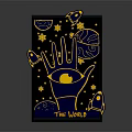 Fun World Theme Board Game Entertainment With Line Art Design And Hand Planet Star Elements
