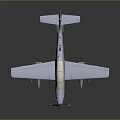 Gray Aircraft Model With Propeller On Yellow Stands And Dark Background 3d model