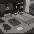 Modern Luxury Sofa Coffee Table Set In Living Room With Marble Top And Accent Chairs