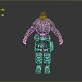 Advanced Armored Humanoid Character in Blue Gray Tactical Armor with Helmet and Combat Gear