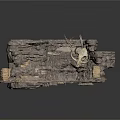 Layered Rock Formation Scene Component With Cave Like Depressions And Stone Pillars