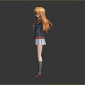 Game Anime Character With Orange Hair Wearing School Uniform In Standing Pose And Outstretched Arms