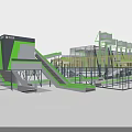 Modern Industrial Production Line Featuring Green Gray Machinery And Conveyor Systems