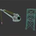 Industrial Crane Model And Metal Tower Structure On White Background 3d model