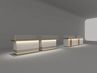 Elegant Luxury Jewelry Store Interior With Glass Display Counters And Lighting 3d model