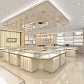 Elegant Jewelry Store Interior With Glass Display Cases Bright Lighting And Decorative Paintings