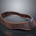 Brown Leather Belt with Stitching Rivets and Round Buckle for Daily Use