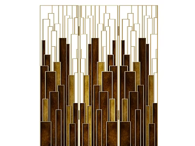 Modern Geometric Interior Screen With Brown Gold Rectangular Strips Design 3d model