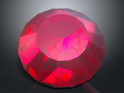 Red Faceted Gemstone Decorative Item With Shiny Surface For Home Decoration 3d model