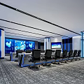 Modern Monitoring Room Command and Control Hall Monitoring Hall Dispatching Command Center Office Desk and Chair 3d model