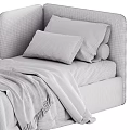 Modern Plush Upholstered Kids Bed With Cozy Bedding In Two Popular Colors Pink And Blue