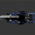 Blue Mechanical Sword Design With Metallic Structure Handle Guard And Futuristic Details