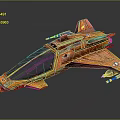 Orange Futuristic Starship With Sleek Design And Weapon Systems For Space Exploration