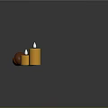Autumn Decoration Setup With Orange Candles Yellow Red Maple Leaves And Acorns