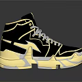 High Top Black And Gold Sneakers With Modern Structured Sole Design